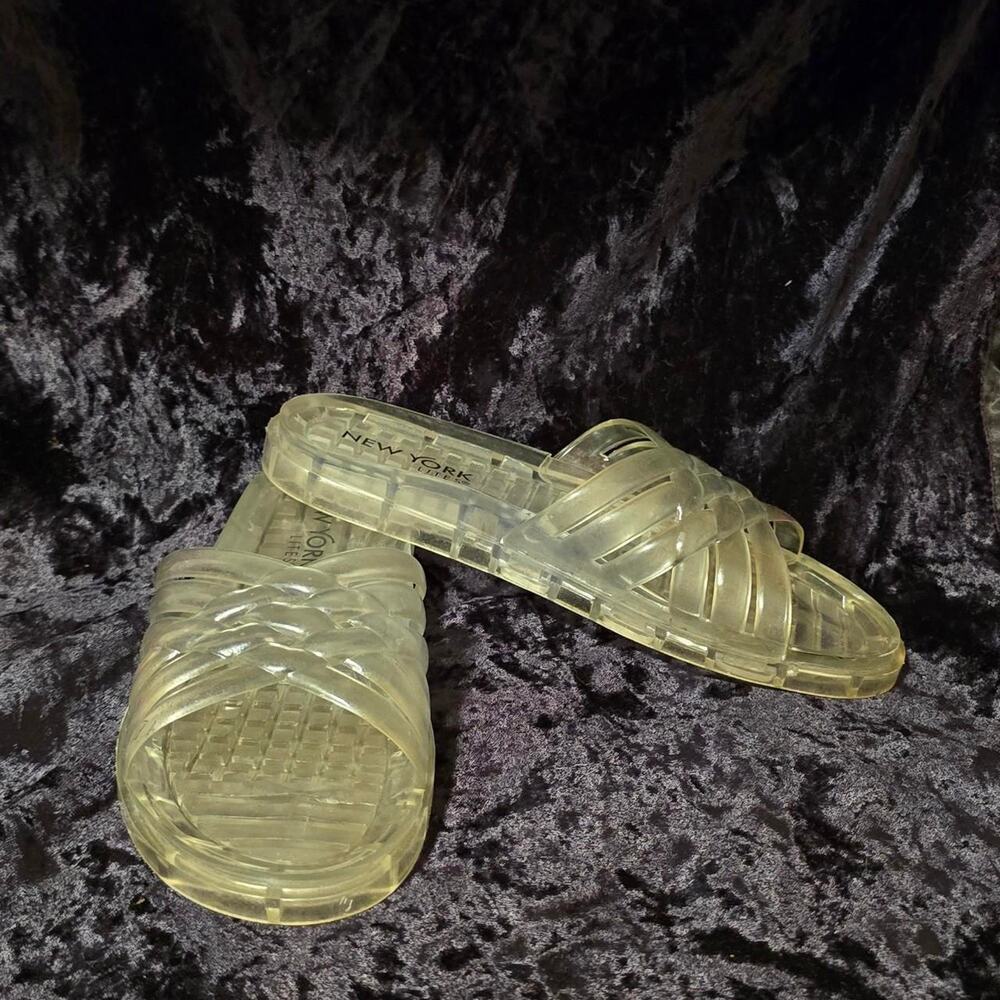 Vintage Y2K New York Lites Clear Jelly Sandals/Slides Size 7
